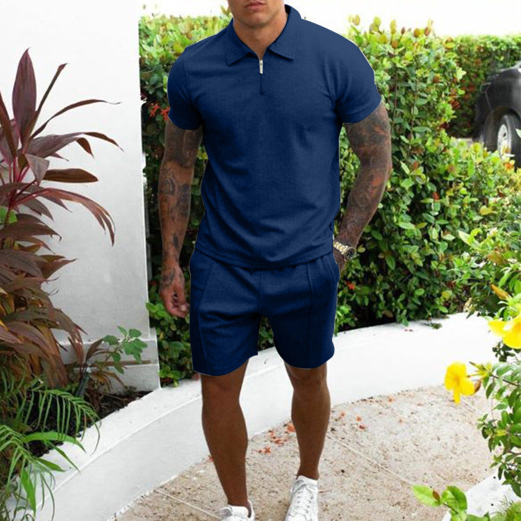 Men's Casual Short-sleeved Slim Shorts Suit